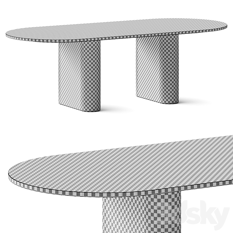 Arco Kami Oval 1 Dining Table 3DS Max Model - thumbnail 2