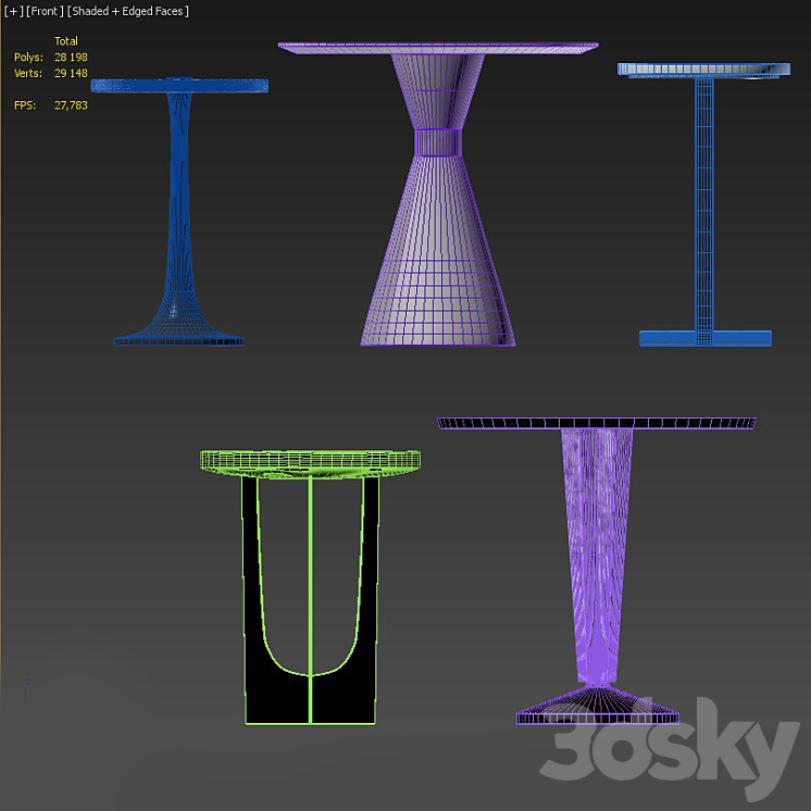 Arteriors table set 2 3DS Max - thumbnail 2