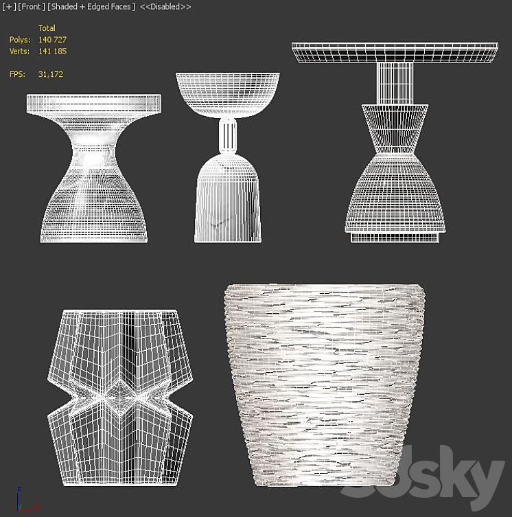 Arteriors table set 3DS Max - thumbnail 2