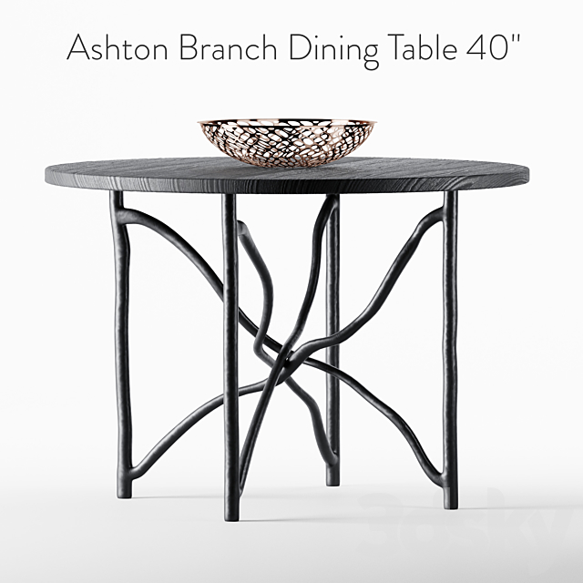 Ashton Branch Dining Table 40 “Black 3DSMax File - thumbnail 1