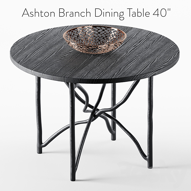 Ashton Branch Dining Table 40 “Black 3DSMax File - thumbnail 2