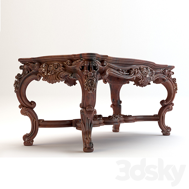 Baroque table 3DS Max Model - thumbnail 2