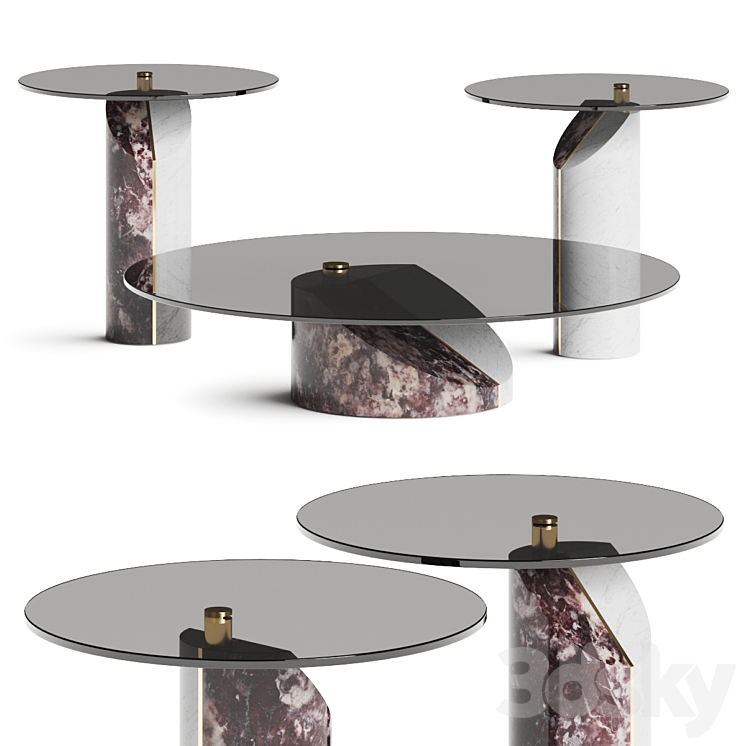 Baxter Ziggy Coffee & Side Tables 3DS Max Model - thumbnail 3