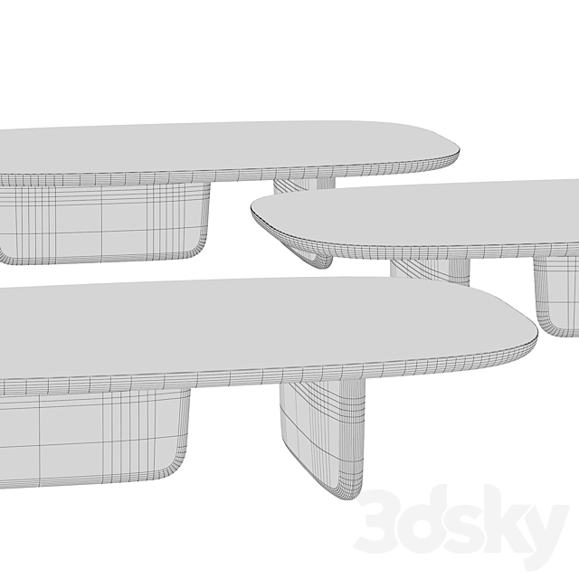 B&B Italia coffee tables Tobi-Ishi 3ds Max - thumbnail 3