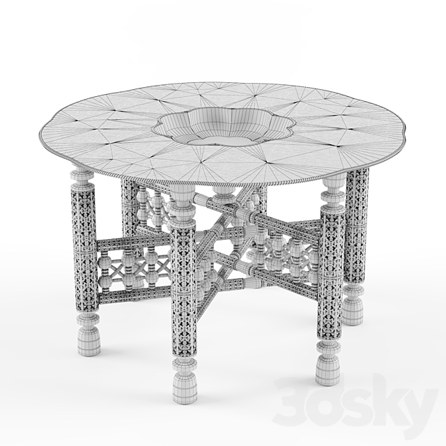 Benares brass tray table 3DS Max Model - thumbnail 2