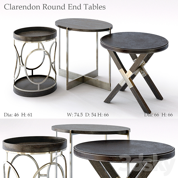 Bernhardt Clarendon Round End Tables 3DS Max - thumbnail 1