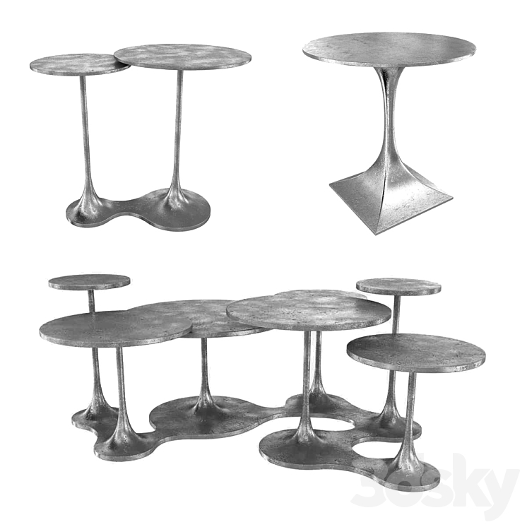 Bernhardt Randolph End Table Circlet Cocktail Table 3d model model 3DS Max Model - thumbnail 1