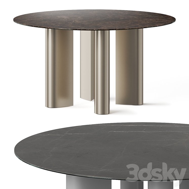 Bonaldo Geometric Round Dining Table 3DS Max Model - thumbnail 2