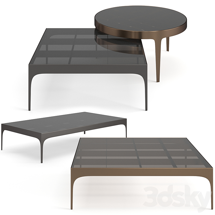 Bonaldo Passy coffee tables set 3DS Max Model - thumbnail 1