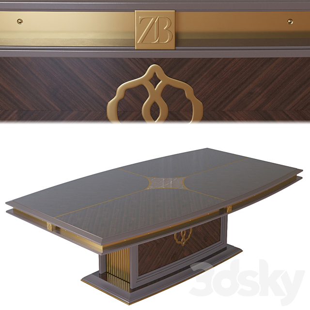 BOSTON rectangular dining table 3DS Max Model - thumbnail 2