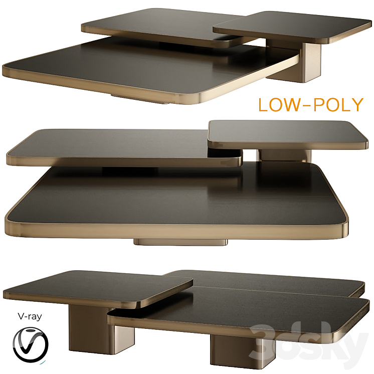 Bow Coffee Tables and Side Tables Classicon (low poly) 3DS Max - thumbnail 1