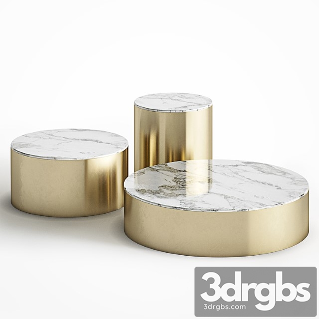 Brass and marble coffee table set cazarina interiors 2 3dsmax Download - thumbnail 1