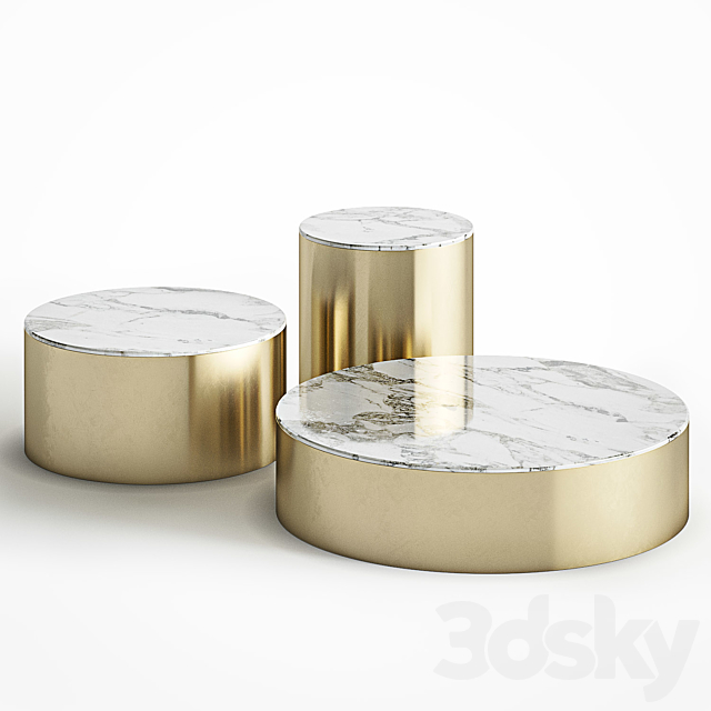 Brass and marble coffee table set Cazarina Interiors 3DSMax File - thumbnail 1