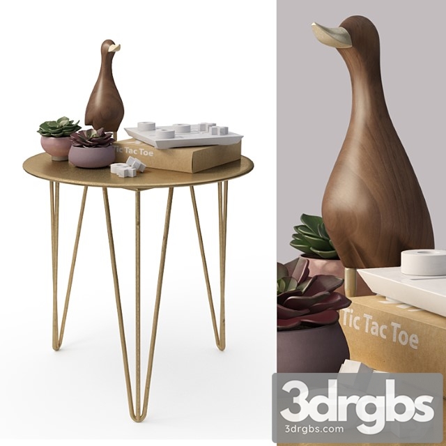 Brass table and decor set 2 3dsmax Download - thumbnail 1