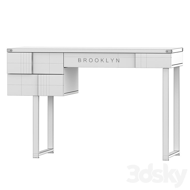 Brooklyn walnut writing desk 3DS Max - thumbnail 2