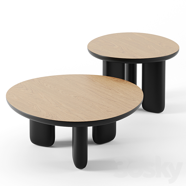 Caillou wood coffe tables by Liu Jo 3DSMax File - thumbnail 1