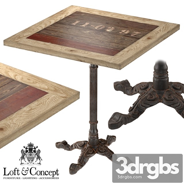 Cast iron and larch restaurant table square 2 3dsmax Download - thumbnail 1