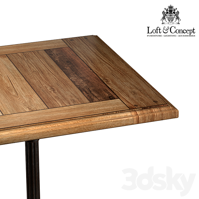 CAST IRON AND OAK RESTAURANT TABLE SQUARE 3DS Max Model - thumbnail 3