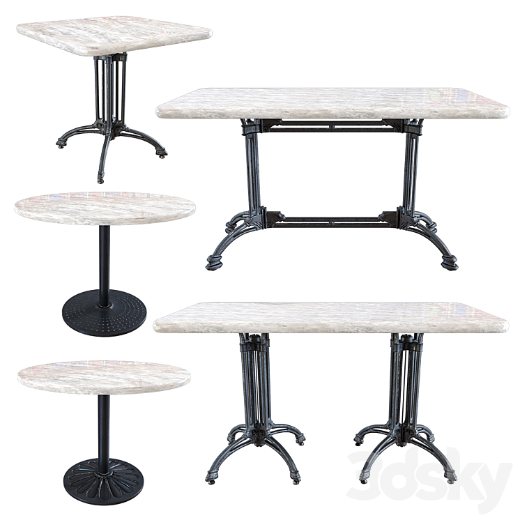 Cast iron underframe table 3DS Max Model - thumbnail 1