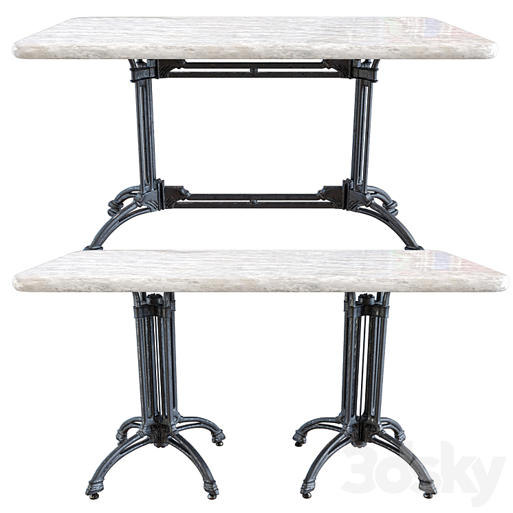 Cast iron underframe table 3DS Max Model - thumbnail 2