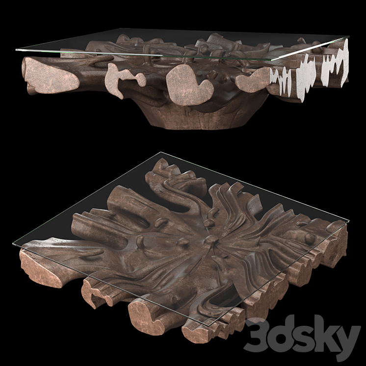 CAST ROOT SQUARE COFFEE TABLE – 48 3DS Max Model - thumbnail 1