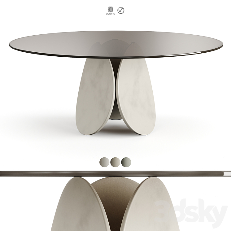 Cattelan Italia Maxim Argile Glass Table 3DS Max - thumbnail 1