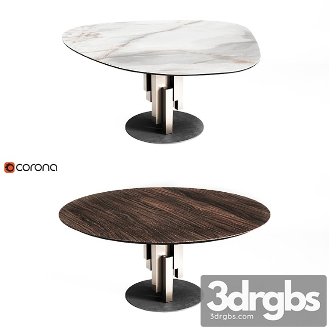 Cattelan italia skyline keramik & wood round full set 2 3dsmax Download - thumbnail 1