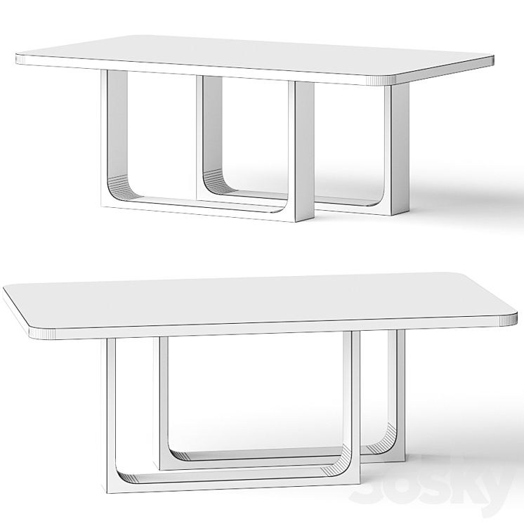 CB2 Anywhere Dining Table 3DS Max Model - thumbnail 2
