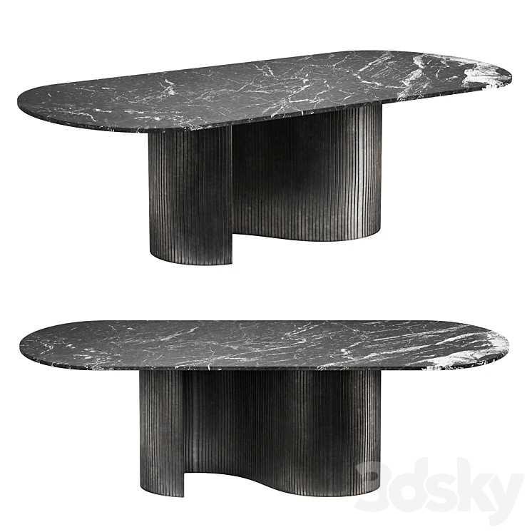 CB2 Aster Black Marble and Aluminum Dining Table 3DS Max Model - thumbnail 1