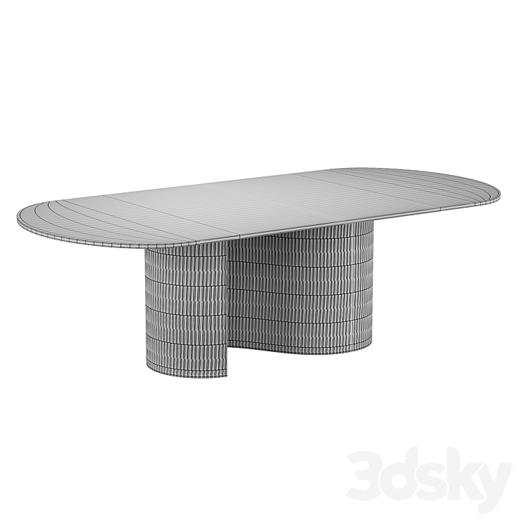 CB2 Aster Black Marble and Aluminum Dining Table 3DS Max Model - thumbnail 2