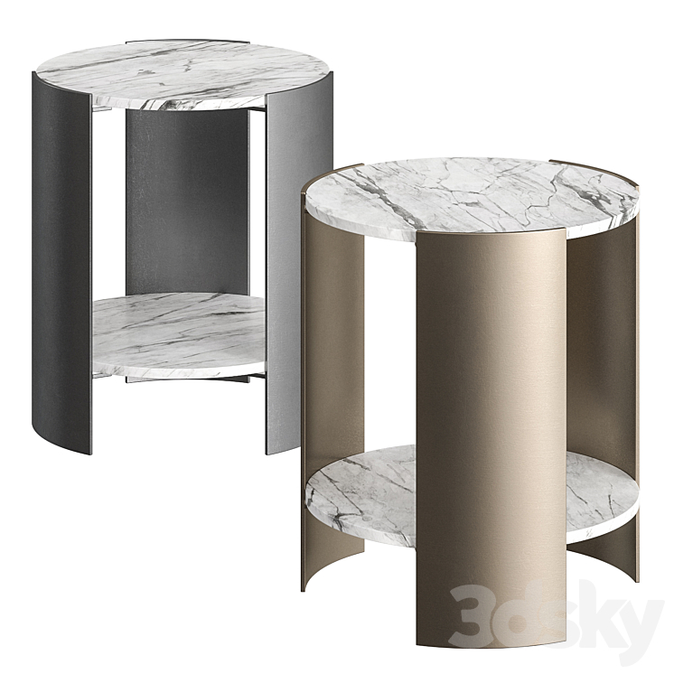 CB2 Beret Marble 2-Tier Side Table 3DS Max - thumbnail 1