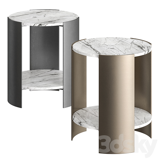 CB2 Beret Marble 2-Tier Side Table 3DSMax File - thumbnail 1