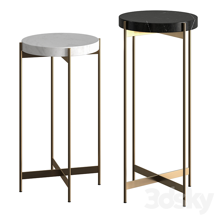 CB2 Block Marble Pedestal Tables 3DS Max - thumbnail 1