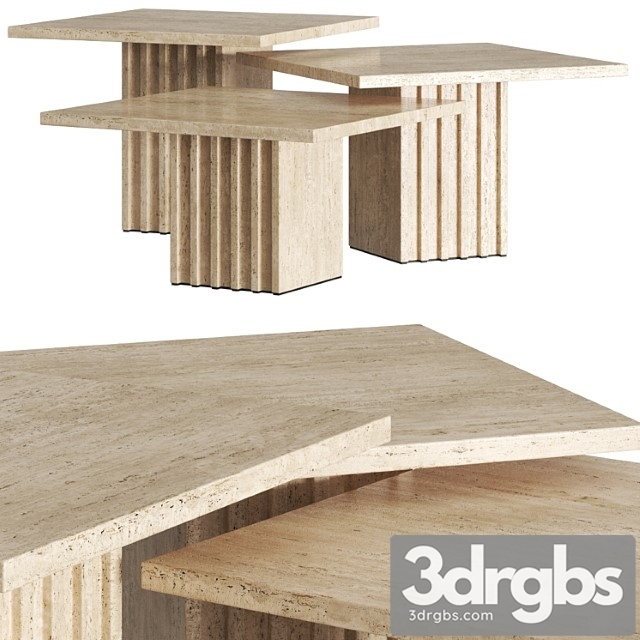 Cb2 carve travertine cocktail tables 2 3dsmax Download - thumbnail 1