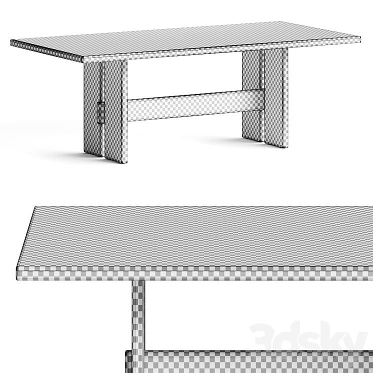 CB2 Falls Travertine Dining Table 3DS Max Model - thumbnail 2