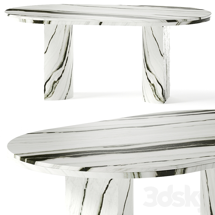 CB2 Julius Oval Marble Dining Table 3DS Max Model - thumbnail 3