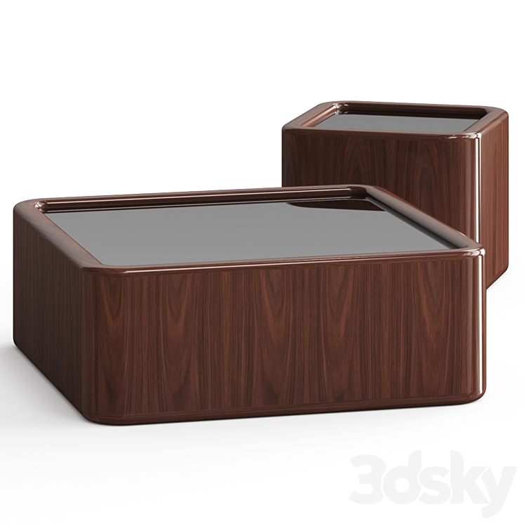 CB2 Plier Square High Gloss Wood Coffee Table 3DS Max Model - thumbnail 1