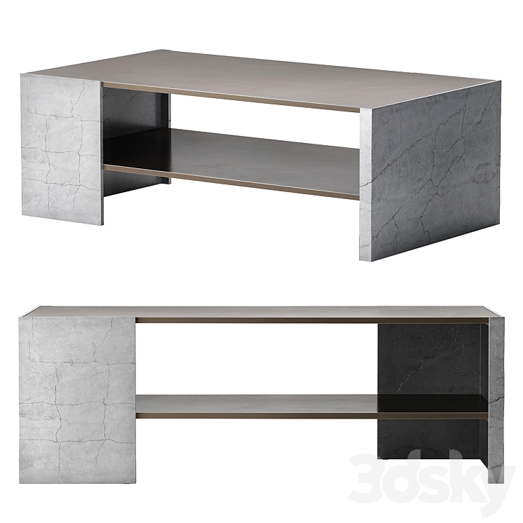 CB2 Rayon Cast Metal Coffee Table 3DS Max Model - thumbnail 1