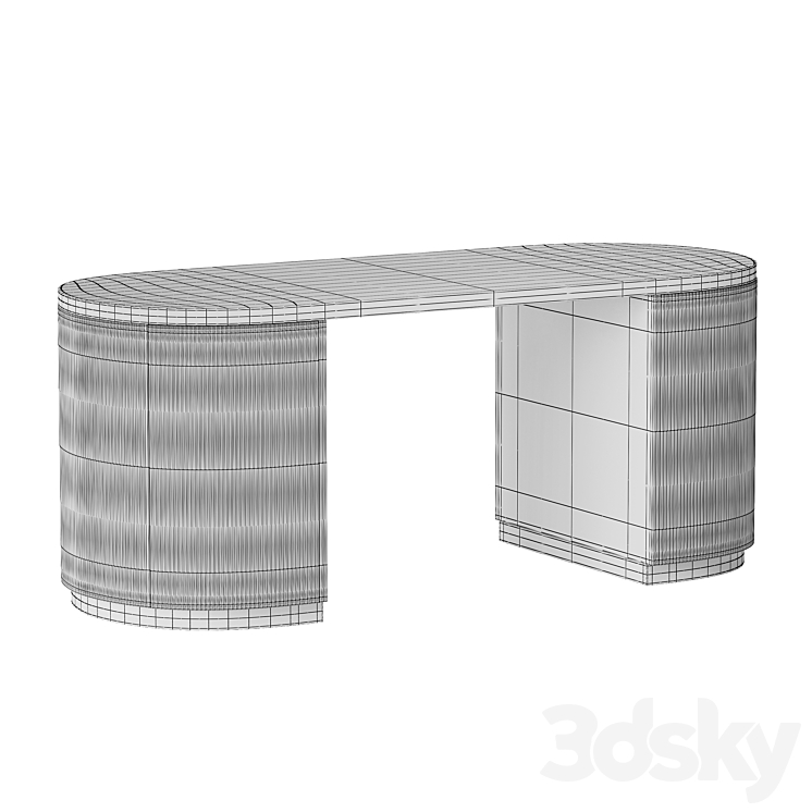 CB2 Reid Oval Desk 3DS Max Model - thumbnail 2