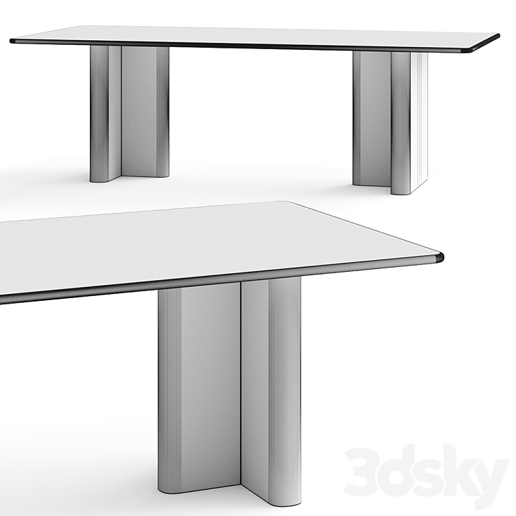 CB2 Royce Dark Wood Dining Table 3DS Max Model - thumbnail 2