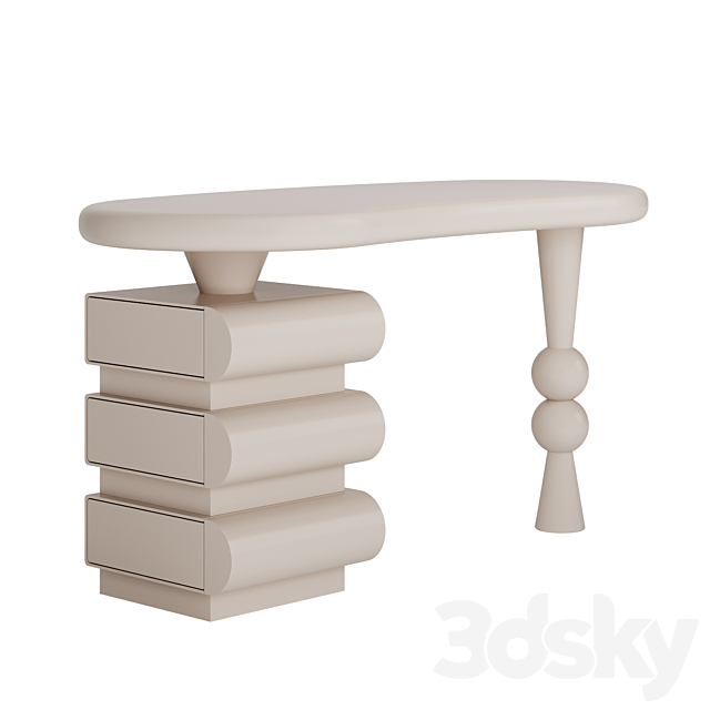 Cecil Unique Shape Desk 3ds Max - thumbnail 1