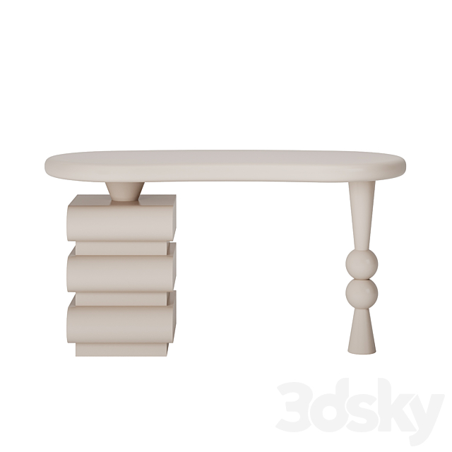 Cecil Unique Shape Desk 3ds Max - thumbnail 2