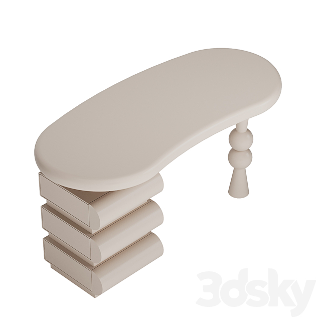 Cecil Unique Shape Desk 3ds Max - thumbnail 3