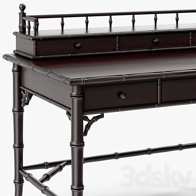 Century Furniture Faux-Bamboo Black Desk 3DS Max Model - thumbnail 2