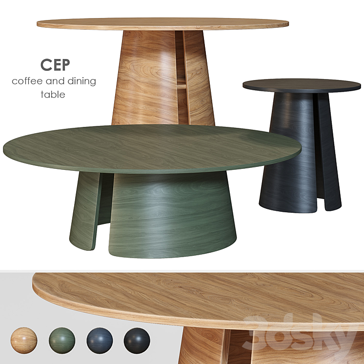 Cep TEULAT Dining and coffee table 3DS Max Model - thumbnail 1