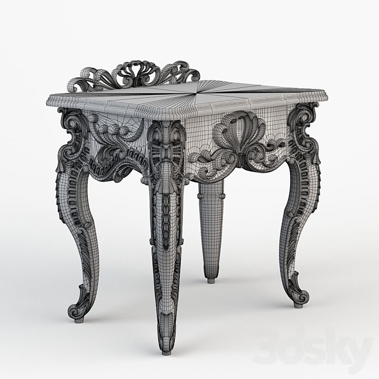 Classic coffee table 3DS Max Model - thumbnail 2