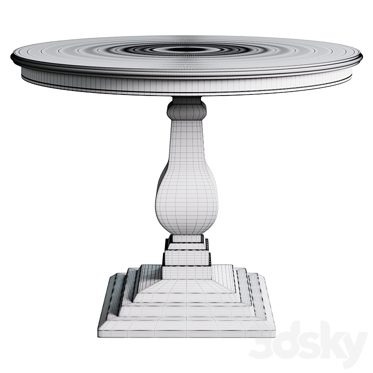 Classic round dining table 3DS Max Model - thumbnail 2