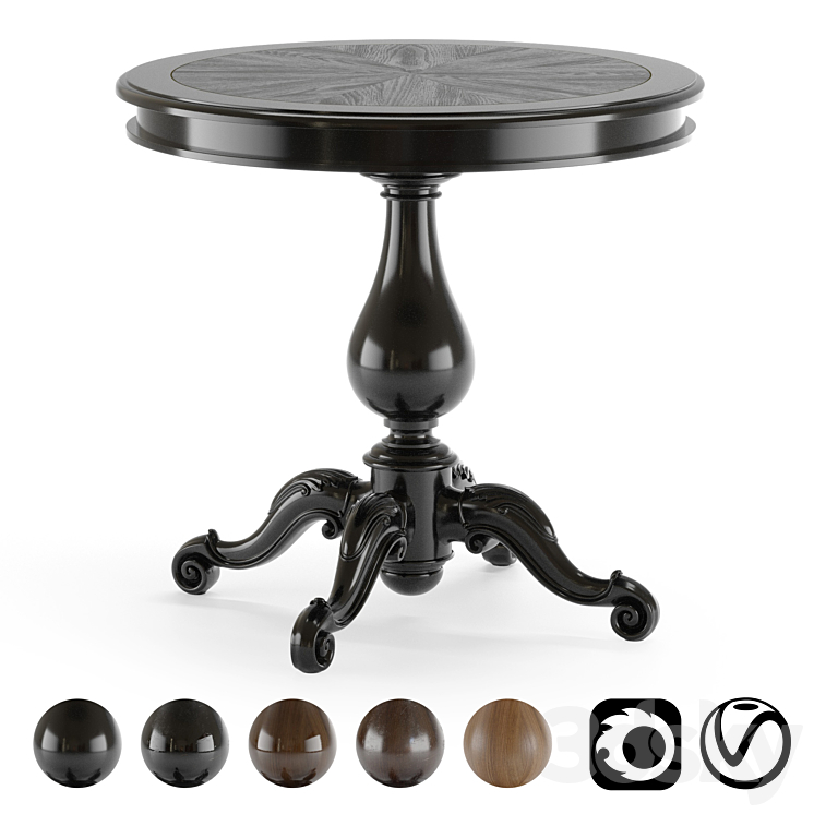 Classic style coffee table 3DS Max Model - thumbnail 3