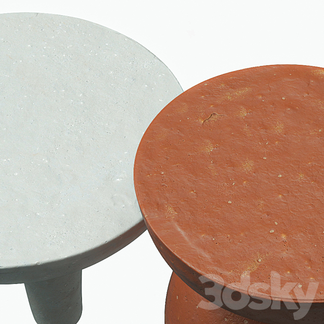 Clay side tables 3DS Max Model - thumbnail 2