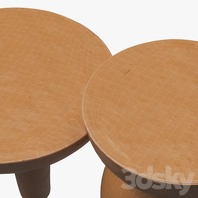 Clay side tables 3DS Max Model - thumbnail 4